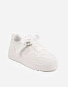  Adidași Albi pe Talpă Groasă cu Șireturi Decorative și Breloc Xalenia