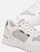  Adidași Albi pe Talpă Plată Decorați cu Sclipici Mayna