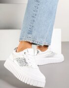  Adidași Albi pe Talpă Reliefată cu Decorațiuni Leopard Gerraza
