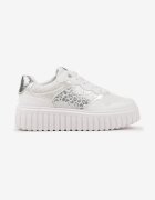  Adidași Albi pe Talpă Reliefată cu Decorațiuni Leopard Gerraza