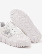  Adidași Albi pe Talpă Reliefată cu Decorațiuni Leopard Gerraza