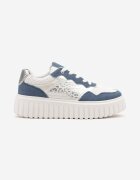  Adidași Albi și Albaștri pe Talpă în Relief cu Ornamente cu Imprimeu Leopard Gerraza