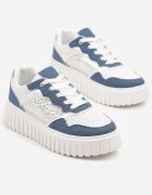  Adidași Albi și Albaștri pe Talpă în Relief cu Ornamente cu Imprimeu Leopard Gerraza