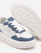  Adidași Albi și Albaștri pe Talpă în Relief cu Ornamente cu Imprimeu Leopard Gerraza