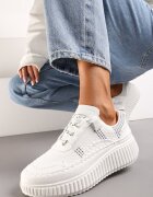  Adidași Albi Șiretați pe Platformă Reliefată Orasa