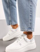  Adidași Albi Șiretați pe Platformă Reliefată Orasa