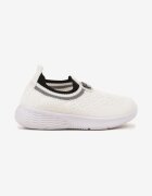  Adidași albi slip-on cu talpă plată cu aplicație decorativă Vloella