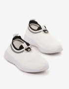  Adidași albi slip-on cu talpă plată cu aplicație decorativă Vloella