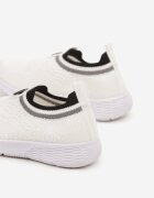  Adidași albi slip-on cu talpă plată cu aplicație decorativă Vloella