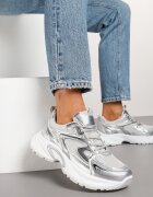  Adidași Argintii cu Decorație Geometrică Leanielis