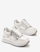  Adidași argintii cu talpă groasă cu sclipici și inserții metalice Aeliss