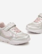  Adidași Argintii cu Talpă Iluminată și Inserții Decorative și Branț din Piele Renita