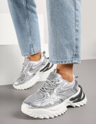  Adidași Argintii pe Talpă Groasă Embosată cu Model Geometric Deoliriel