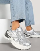  Adidași Argintii pe Talpă Groasă Embosată cu Model Geometric Deoliriel