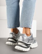  Adidași Argintii pe Talpă Groasă Embosată cu Model Geometric Deoliriel