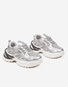  Adidași Argintii pe Talpă Groasă Embosată cu Model Geometric Deoliriel