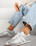  Adidași Argintiu-Alb Cu șireturi Stil tenis Liavessa