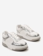  Adidași Argintiu-Albi pe Talpă Groasă cu Inserții Decorative Uvunna