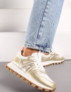  Adidași Aurii cu șireturi cu talpă mai groasă și inserție decorativă Cavinara