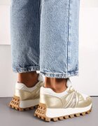  Adidași Aurii cu șireturi cu talpă mai groasă și inserție decorativă Cavinara