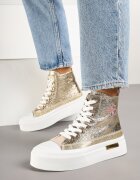  Adidași Aurii pe Talpă Groasă până la Glezne cu Broderie Fonovia