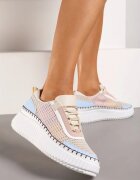  Adidași Bej-Albastru până la gleznă cu platformă cu șireturi Fropia