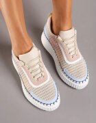  Adidași Bej-Albastru până la gleznă cu platformă cu șireturi Fropia