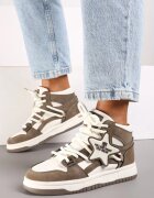  Adidași bej cu carâmb înalt pe talpă plată cu stea Savilia