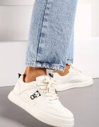  Adidași bej cu imprimeu decorativ și perforație delicată Bleordia