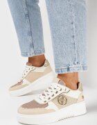  Adidași Bej cu Platformă Joasă Sclipici și Inserții Metalice Winfrea