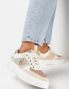  Adidași Bej cu Platformă Joasă Sclipici și Inserții Metalice Winfrea
