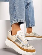  Adidași Bej cu șireturi pe platformă în relief Orasa