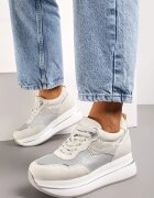  Adidași Bej cu Talpă Groasă cu Zirconii Decorative Alista
