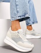  Adidași Bej cu Talpă Groasă cu Zirconii Decorative Alista