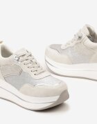  Adidași Bej cu Talpă Groasă cu Zirconii Decorative Alista