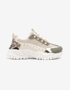  Adidași Bej cu Verde Streetwear cu Talpă Groasă cu Imprimeuri în relief și Model Leopard Goniswen