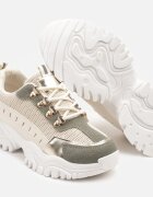  Adidași Bej cu Verde Streetwear cu Talpă Groasă cu Imprimeuri în relief și Model Leopard Goniswen