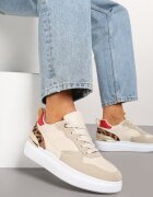  Adidași bej decorați cu inserții metalice și imprimeu leopard Delarila