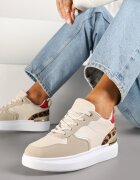  Adidași bej decorați cu inserții metalice și imprimeu leopard Delarila