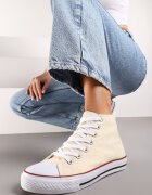  Adidași bej deschis clasici peste gleznă cu șireturi Hulagia