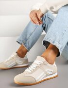  Adidași bej în stilul tenișilor iconici cu cusături decorative Vellexia