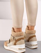  Adidași Bej închis Cu șireturi Cu platformă Cu blană artificială și aplicații metalice Leridras