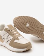  Adidași bej închis cu șireturi cu talpă plată cu finisaj metalic Vivamarie