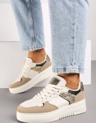 Adidași bej închis cu talpă groasă cu inserție metalică Miathra
