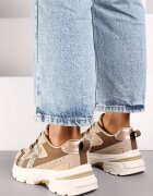  Adidași bej închis cu talpă groasă și inserții de sclipici Sairiel