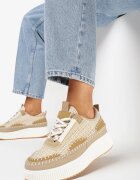  Adidași Bej închis pe platformă cu inserție din tweed Nanelwi