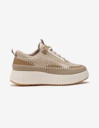 Adidași Bej închis pe platformă cu inserție din tweed Nanelwi