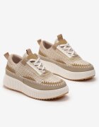  Adidași Bej închis pe platformă cu inserție din tweed Nanelwi