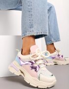  Adidași Bej pe talpă groasă cu șireturi decorative Robella