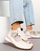  Adidași Bej-Roz cu Talpă Groasă Decorați cu Împletitură Ninidala